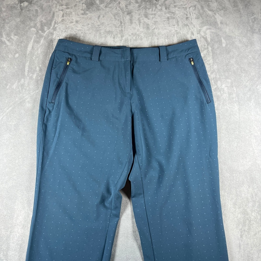 Nike Golf Tour Performance Dri-FIT Pants Womens 12 Blue Tonal Dot Zipper Pockets - Picture 2 of 12